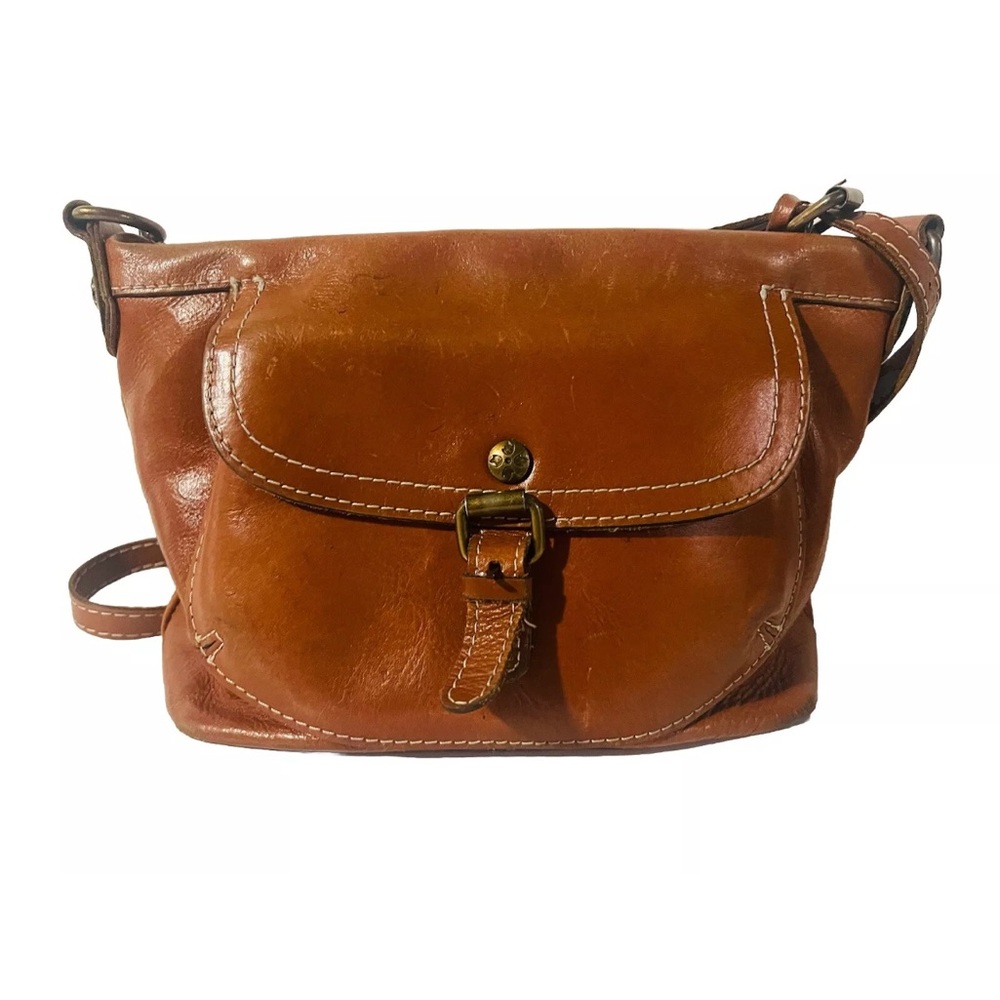 Patricia Nash Genuine Leather Siena Sling Natural Tan/Brown Crossbody Bag